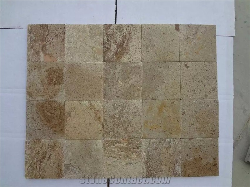 Henan Beige Travertine Mosaic ,China Yellow Travertine Wall/Floor Mosaic
