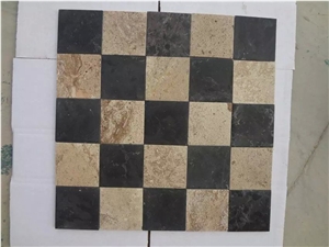 Henan Beige Travertine Mosaic ,China Yellow Travertine Wall/Floor Mosaic