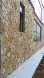 Yellow Rusty Slate Crazy Paving for Garden Path Wall, Rusty Yellow Brown Slate Flagstone