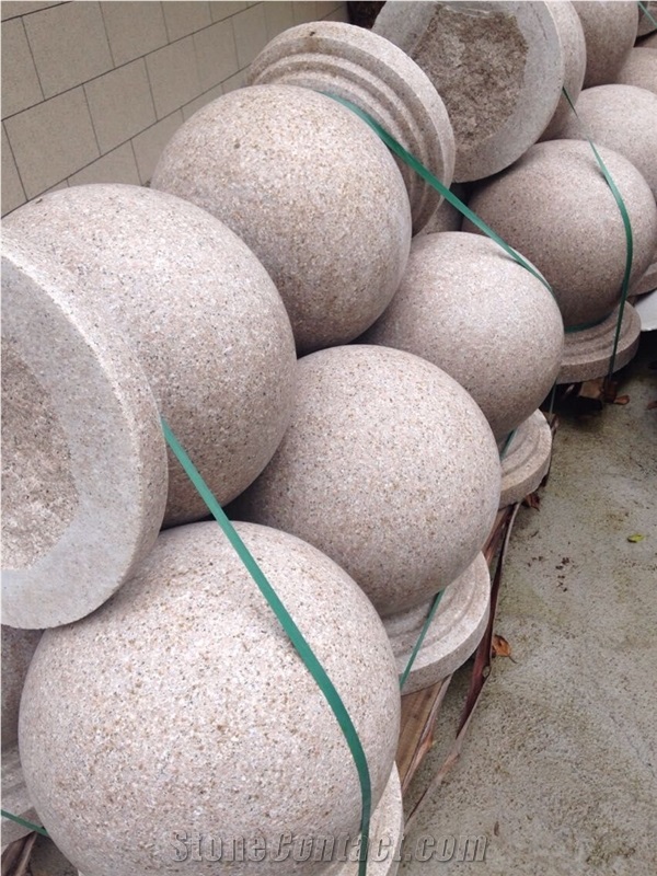 G682 Granite Parking Stone Garden Granite Stone Ball,G682 Rusty Yellow Stone Ball Parking Granite Roadblock,G682 Sunset Gold Granite Ball Parking Obstacle