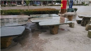 Huaan Jade Stone Onyx Garden Table Set,Green Granite Garden Table and Chairs,Chinese Granite Garden Table and Bench,Ourdoor Table Set
