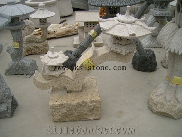 Arborization Carving Grey Granite Garden Lanterns
