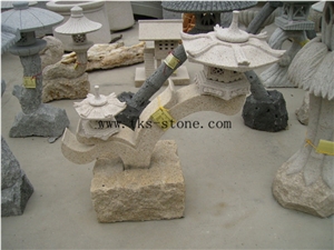 Arborization Carving Grey Granite Garden Lanterns
