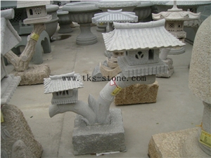 Arborization Carving Grey Granite Garden Lanterns