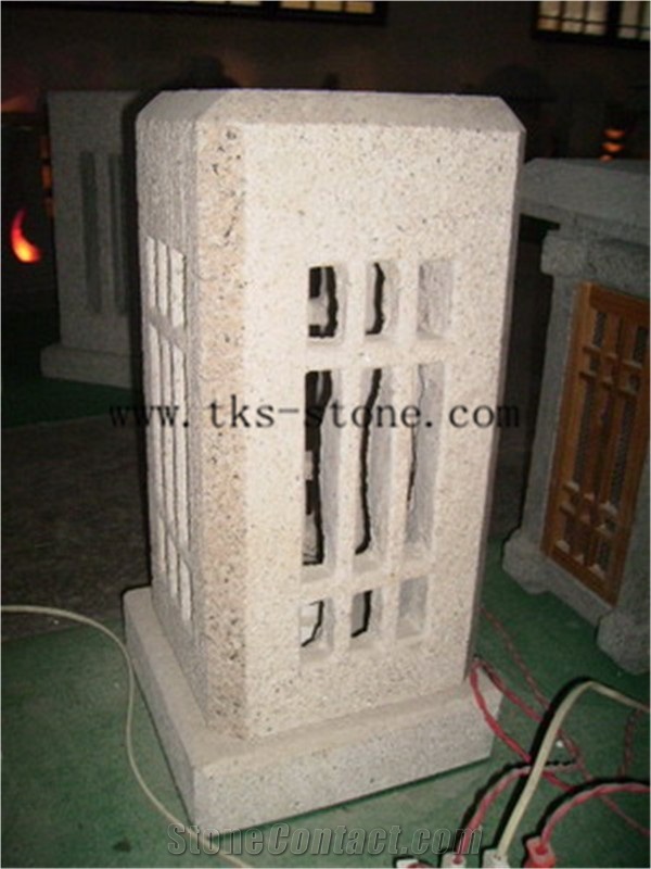 Beige Granite Lanterns,Lamp Caving,Lantern Sculptures,Garden Lanterns&Lamps,Japanese Lanterns