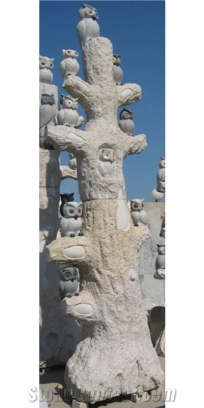 Beige Granite Statues,Owl Sculptures&Statues, Animal Sculptures,Owl Caving,Garden Sculptures,Statues