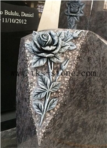 Bevel Headstones Brown Granite Flower Monuments & Tombstone, German Style Tombstone,Carving Monument