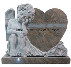 Brown Granite Angel Monuments & Tombstones,Heart Tombstones,Western Style Monuments