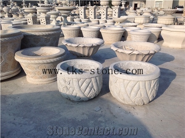 Carving Granite Flower Stand,Decorate Flower Pots