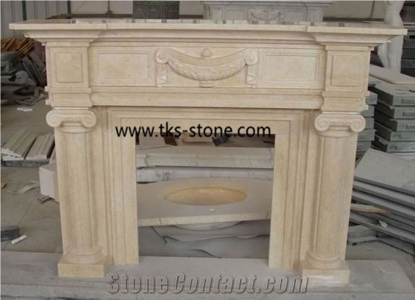 China Beige Granite Fireplace, Fireplace ,Fireplace Mantel, Sculpture Beige Granite Fireplace Mantel