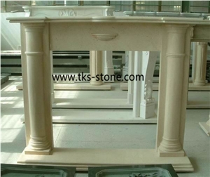 China Beige Granite Fireplace, Fireplace ,Fireplace Mantel, Sculpture Beige Granite Fireplace Mantel