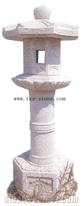 China Beige Granite Garden Lanterns,Chinese Granite Lamps,Lanterns Sculptures,Lamps Caving