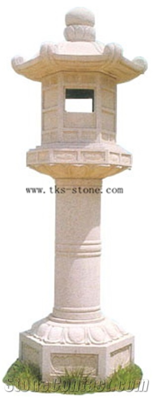China Beige Granite Garden Lanterns,Chinese Granite Lamps,Lanterns Sculptures,Lamps Caving