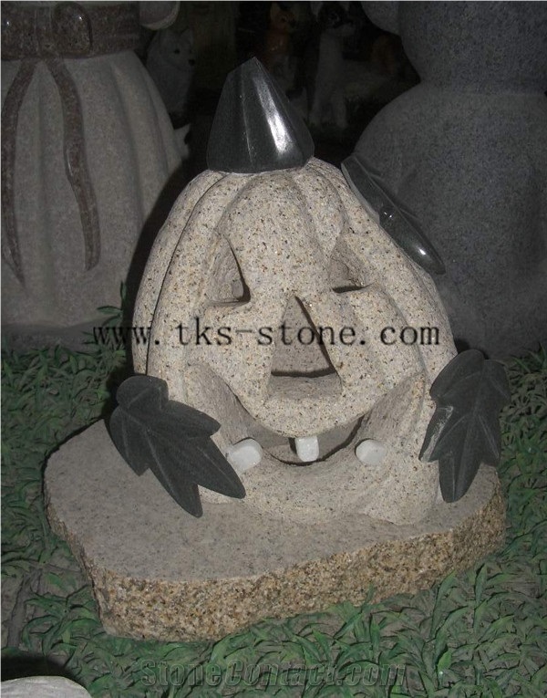 China Beige Granite Jack-O-Lantern,Pumpkin Lamp,Hallowmas Lanterns