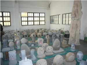 China Beige Granite Jack-O-Lantern,Pumpkin Lamp,Hallowmas Lanterns