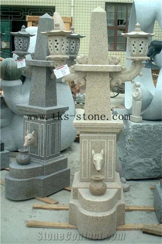 China Beige Granite Lanterns Sculptures,Japanese Lamps,Garden Lamps,Chinese Granite Lanterns