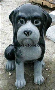 China Black Granite Dog Sculpture & Statue,Stone Dog Caving,Shanxi Black Animal Sculptures,Handcarved Sculptures,Dog Statues
