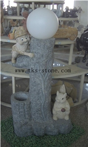 China Black Granite Dolphin Animal Garden Lanterns