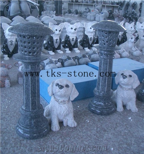 China Black Granite Dolphin Animal Garden Lanterns