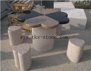 China Brown Granite Exterior Parquet Table, Flower-Like Garden Tables China Brown Granite Exterior Parquet Table, Flower-Like Garden Tables