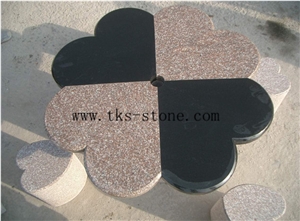 China Brown Granite Exterior Parquet Table, Flower-Like Garden Tables