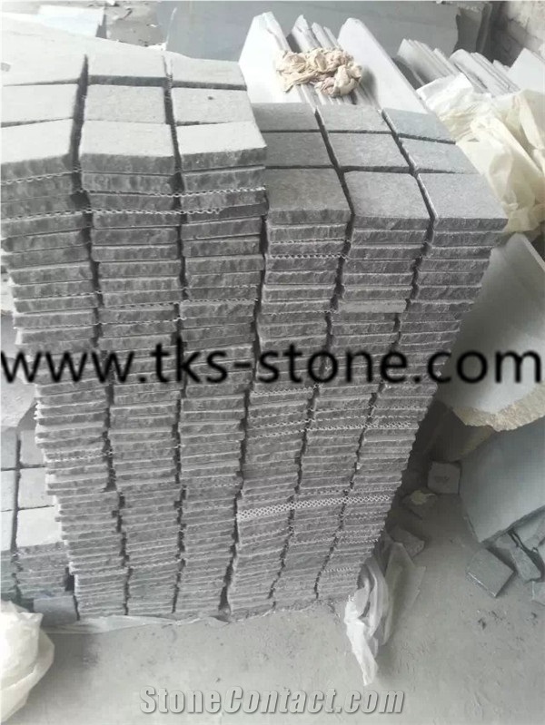 China G684 Black Basalt Netted Cube Stone,Flamed G684 Cube Stone/Cobble Stone,Flamed Basalt Black Paving Stone