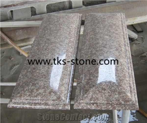 China G687 Red Granite Pier Caps, Peach Red,Blossom Red,China Red Granite Caping Stone, G687 Granite Pier Caps & Quoins