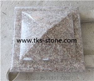 China G687 Red Granite Pier Caps, Peach Red,Blossom Red,China Red Granite Caping Stone, G687 Granite Pier Caps & Quoins