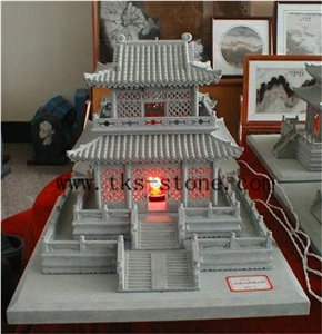 China Green Granite Shouse Lanterns, Building Model Lanterns