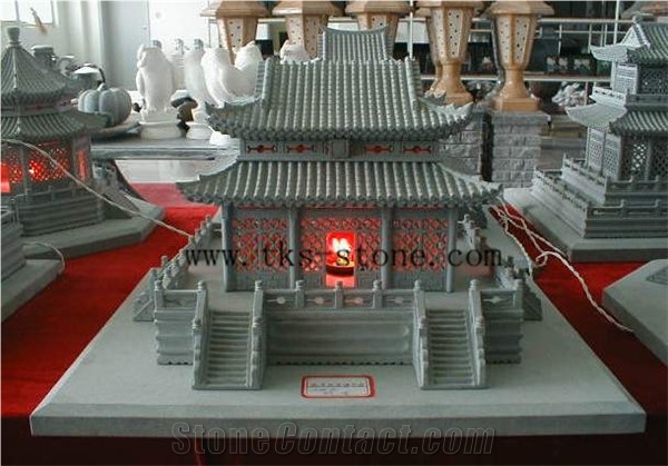China Green Granite Shouse Lanterns, Building Model Lanterns