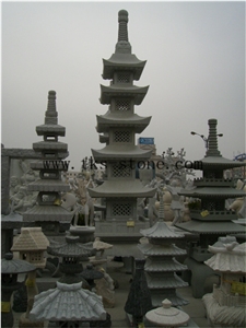 China Grey Granite Chinese Style High Tower Lamp, Grey Granite Lamps
