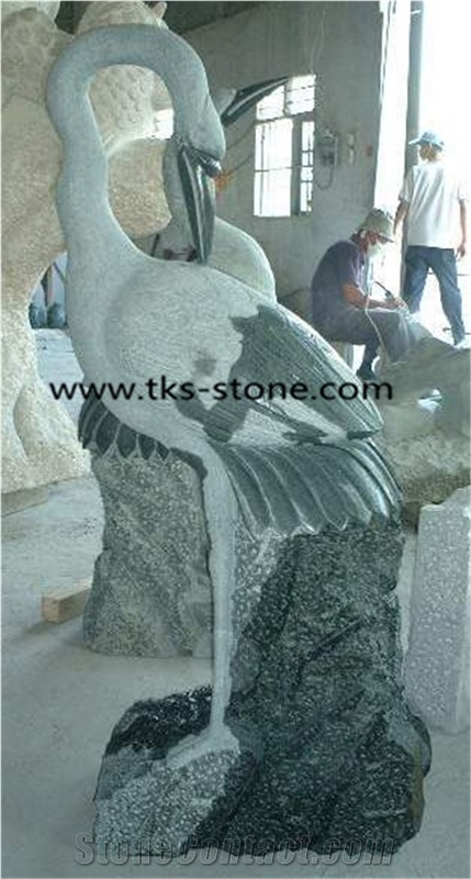 China Grey Granite Crane Caving,Crane Sculpture & Statue,Grey Granite Animal Sculptures ,Garden Sculptures,Statues