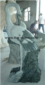 China Grey Granite Crane Caving,Crane Sculpture & Statue,Grey Granite Animal Sculptures ,Garden Sculptures,Statues