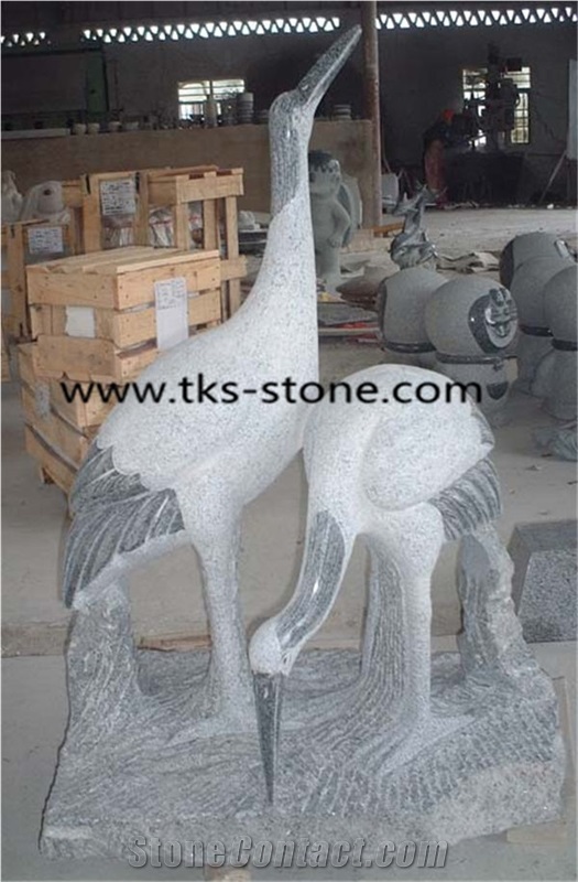 China Grey Granite Crane Caving,Crane Sculpture & Statue,Grey Granite Animal Sculptures ,Garden Sculptures,Statues