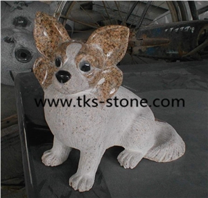 China Grey Granite Dog Sculpture & Statue,Stone Dog Caving,Grey Granite Animal Sculptures,Landscape Sculptures,Western Statues