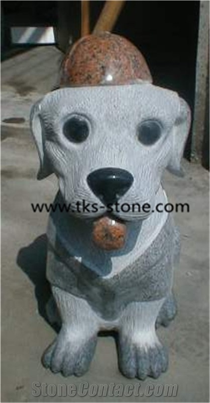 China Grey Granite Dog Sculpture & Statue,Stone Dog Caving,Grey Granite Animal Sculptures,Landscape Sculptures,Western Statues