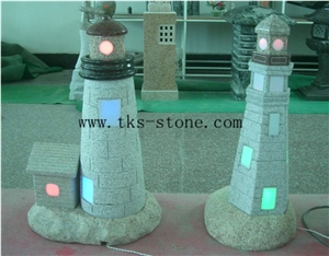 China Grey Granite European Style Lanterns, Lighthouse Lamps