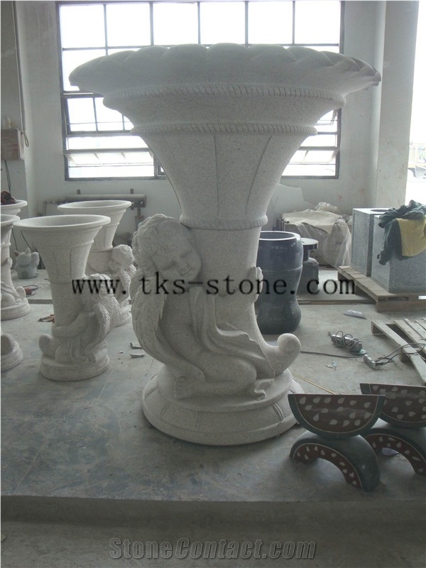 China Grey Granite Flower Pot,Stone Landscaping Planters,Grey Granite Planter Pots,Exterior Planters,Flower Stand