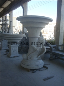 China Grey Granite Flower Pot,Stone Landscaping Planters,Grey Granite Planter Pots,Exterior Planters,Flower Stand