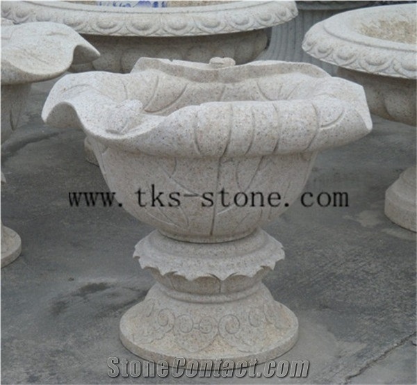 China Grey Granite Flower Pot,Stone Planter Boxes,Beige Granite Planter Pots, Landscaping Planters