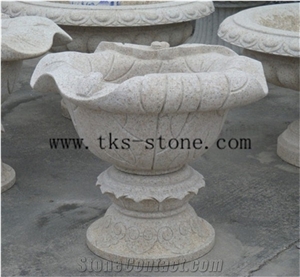 China Grey Granite Flower Pot,Stone Planter Boxes,Beige Granite Planter Pots, Landscaping Planters