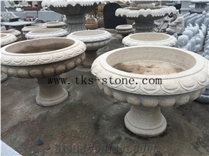 China Grey Granite Flower Pot,Stone Planter Boxes,Beige Granite Planter Pots, Landscaping Planters