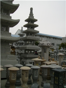 China Grey Granite High Tower Lamps,Garden Lanterns