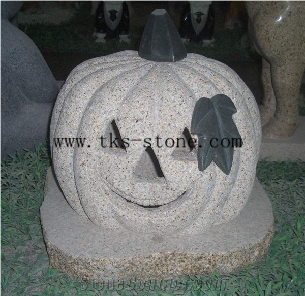 China Grey Granite Jack-O-Lantern, Pumpkin Lamp, Hallowmas Lanterns