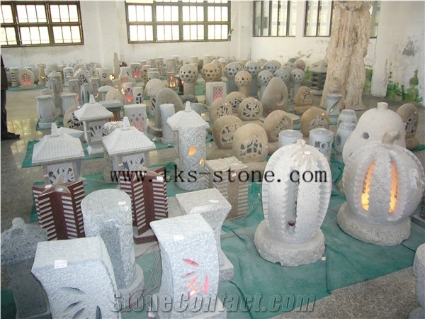 China Grey Granite Jack-O-Lantern, Pumpkin Lamp, Hallowmas Lanterns