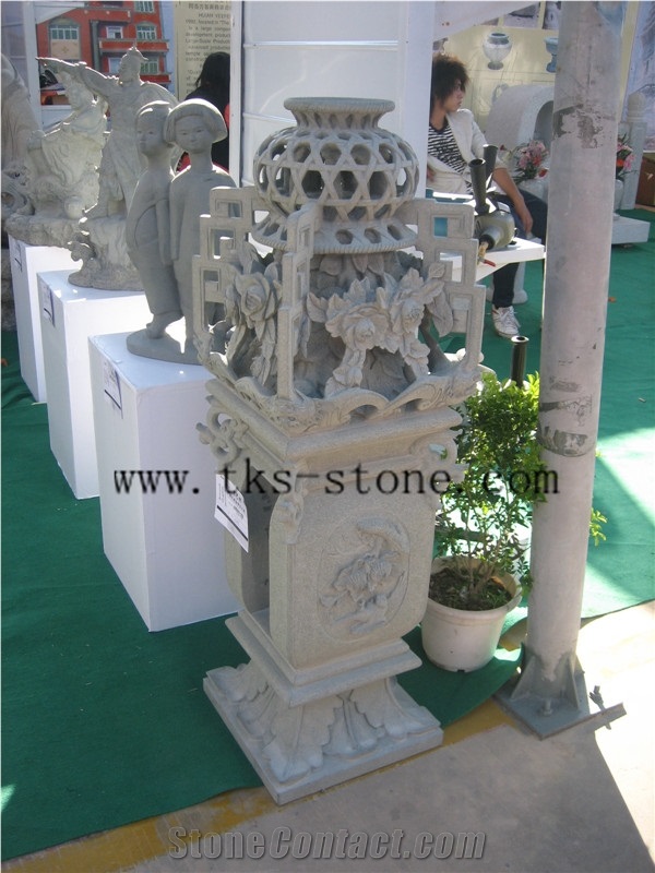China Grey Granite Lanterns Caving,Grey Granite Garden Lanterns & Lamps,Japanese Lanterns,Exterior Lamps,Lamps Sculptures