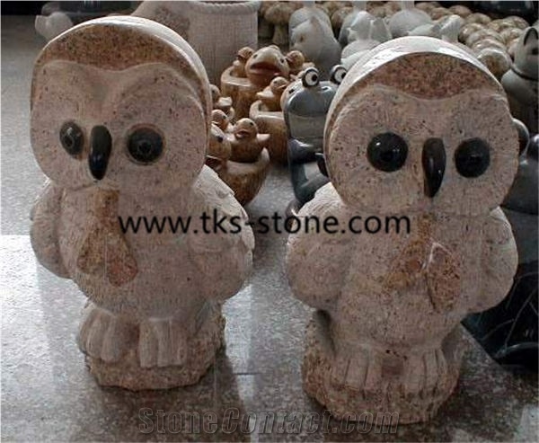 China Grey Granite Owl Sculpture & Statue,Stone Owl Caving,Grey Granite Animal Sculptures, Landscape Sculptures, Western Statues