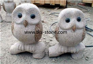 China Grey Granite Owl Sculpture & Statue,Stone Owl Caving,Grey Granite Animal Sculptures, Landscape Sculptures, Western Statues