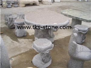 China Grey Granite Table Sets,Grey Granite Tables and Chairs,Garden Tables,Exterior Furniture