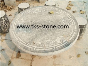 China Grey Granite Table Sets,Grey Granite Tables and Chairs,Garden Tables,Exterior Furniture